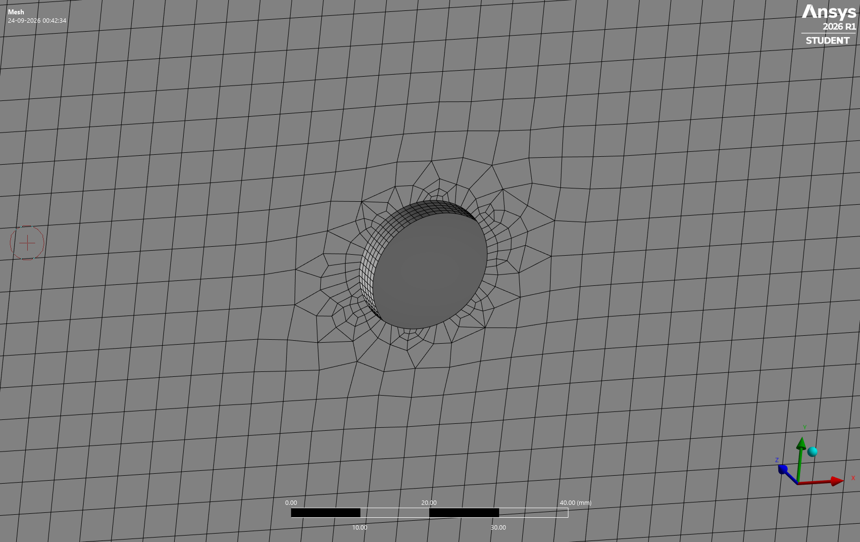 Refined mesh around the hole
